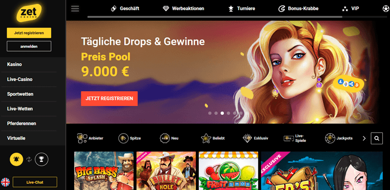 Online Slots ohne Limit ZetCasino