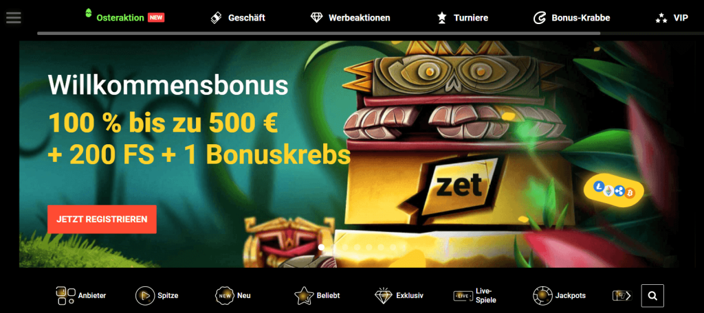 ZetCasino Neues online Casino ohne Limit